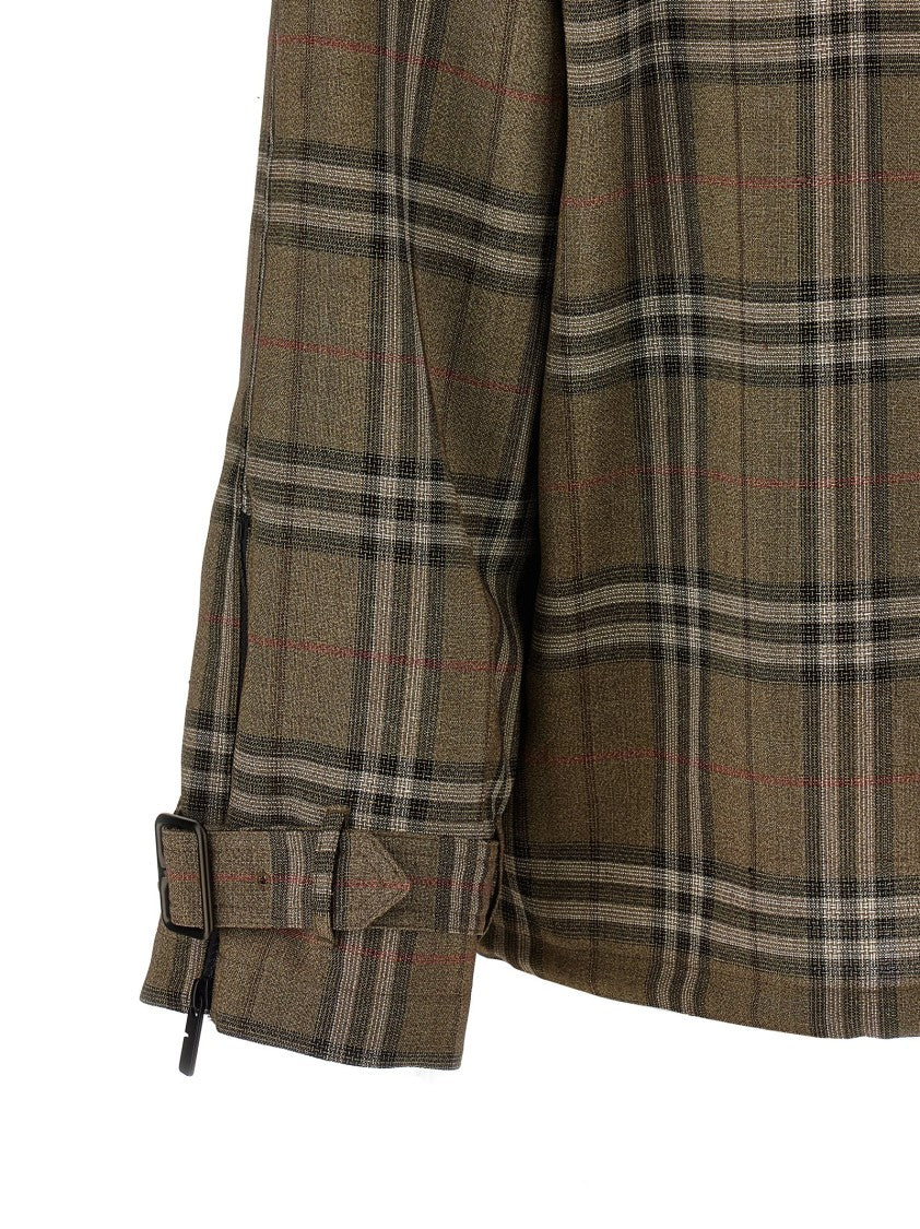 Burberry Check Fabric Multilayer Shirt With Hood And Adjustable Hem