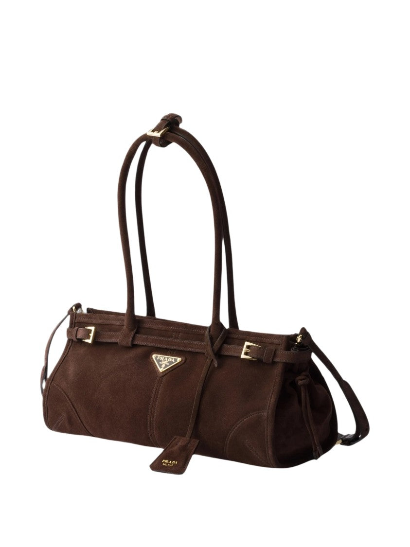 Prada Borsa Bonnie Medium Suede Shoulder Bag