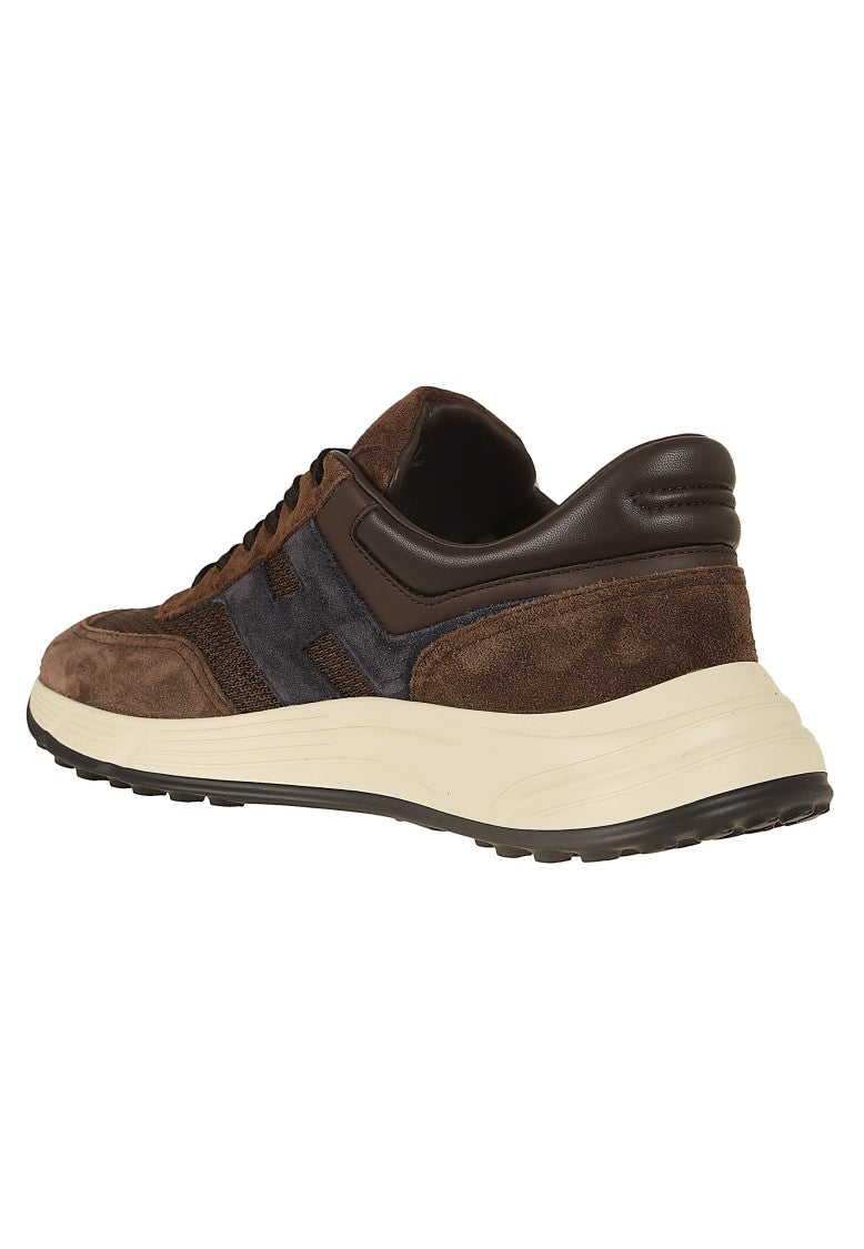 Hogan Dark Brown Suede Hyperlight Mesh Sneakers
