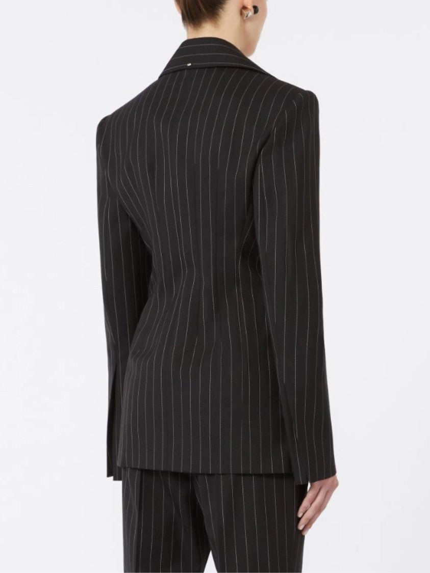Sportmax Black Pinstripe Single Button Jacket