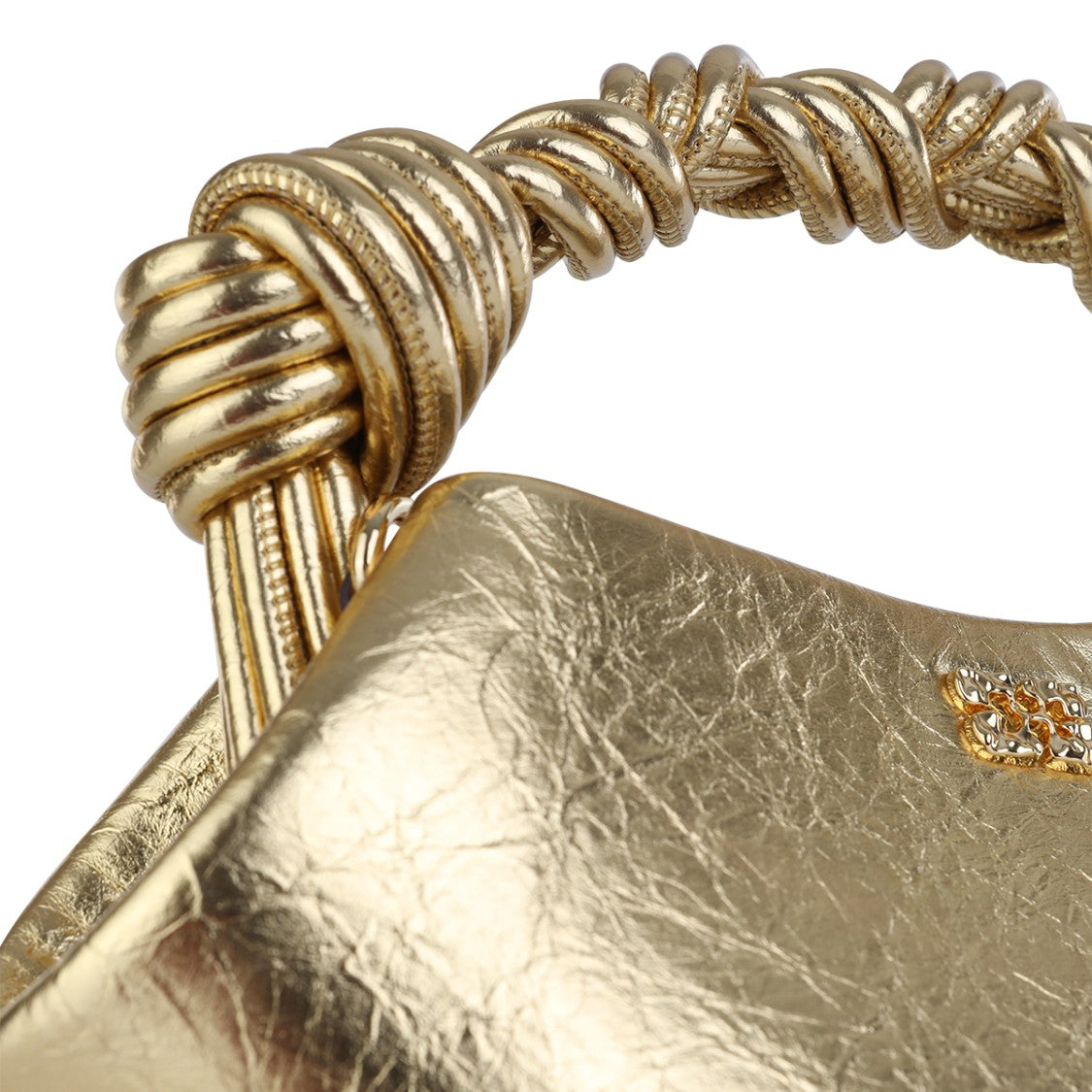 Ganni Sculptural Gold Top Handle Bag