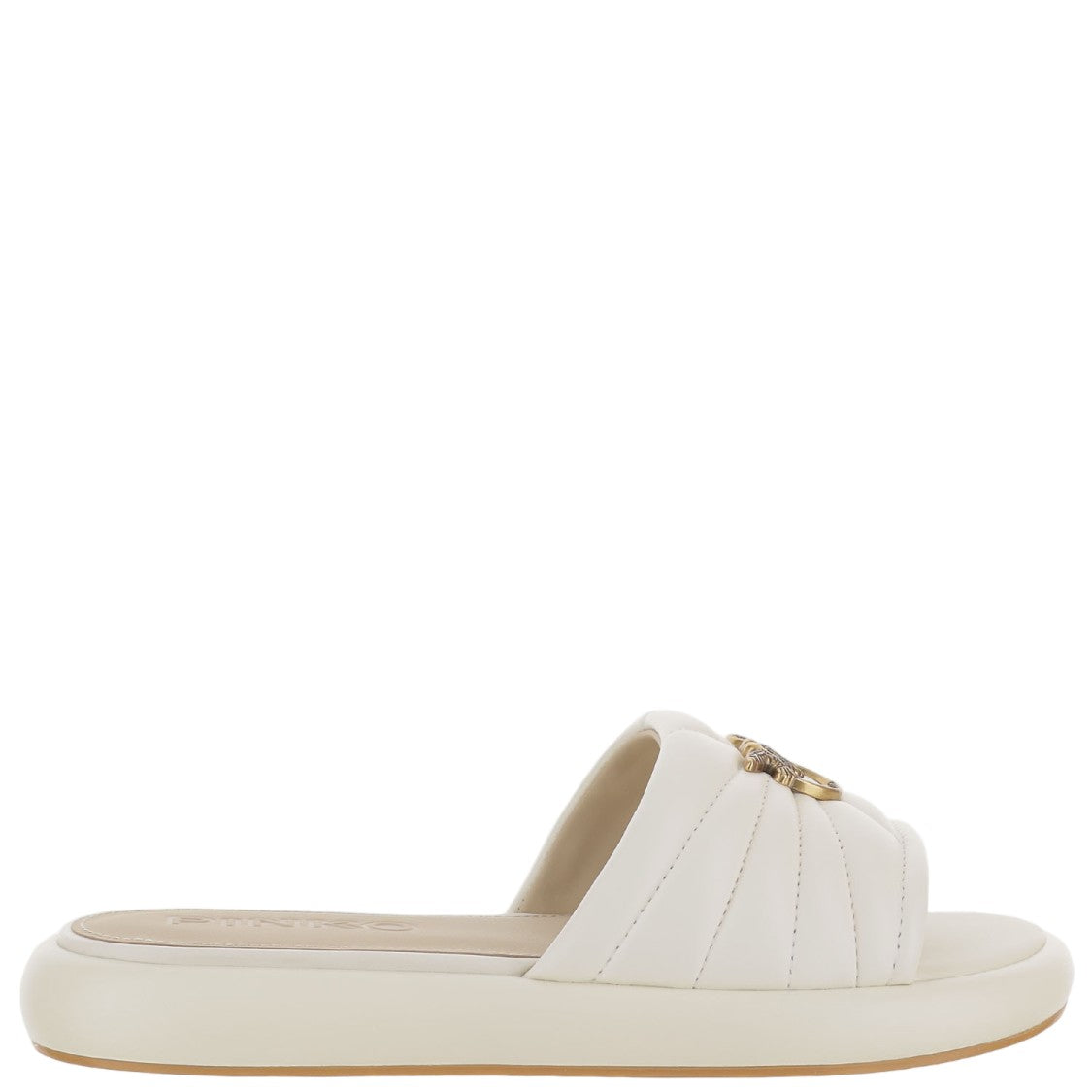 Pinko Open Toe Leather Sandals With Quilted Strap