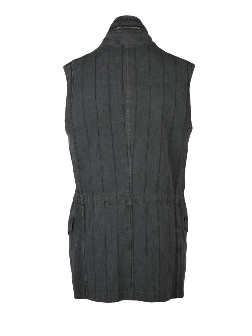 Yohji Yamamoto Grey Zip Cotton Flap Pocket Vest