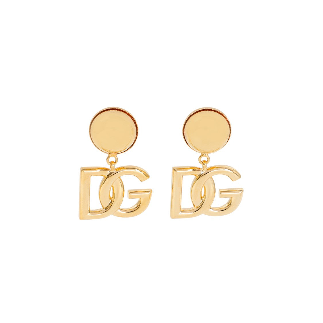 Dolce & Gabbana Gold Brass Earrings With Iconic Logo Pendant