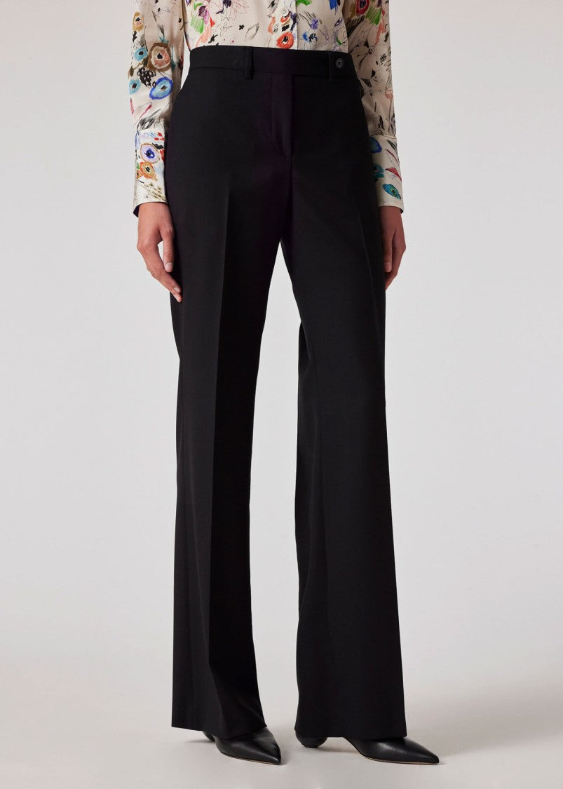 Paul Smith Bootleg Fit Black Trousers With Crease-Resistant Finish