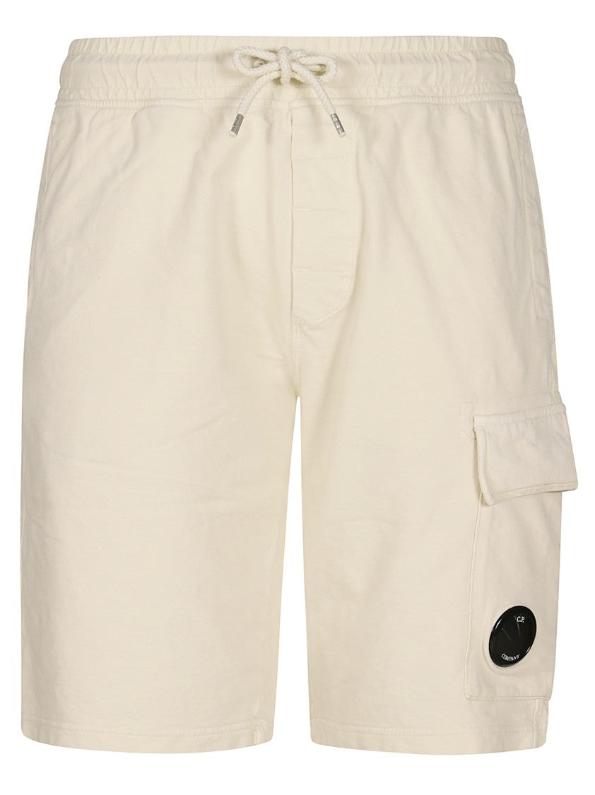C.P. Company Minimalist Beige Bermuda Cargo Shorts With Lens Detail