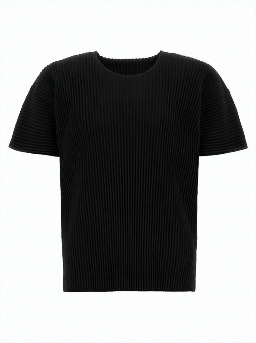Homme Plissé Issey Miyake Pleated Black Short-Sleeve T-Shirt With Boxy Fit