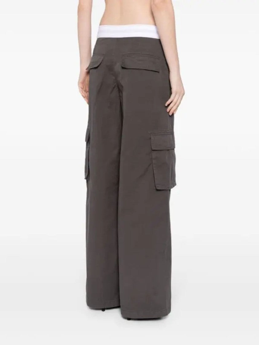 Alexander Wang Grey Wide-Leg Flap Pocket Cotton Cargo Pants