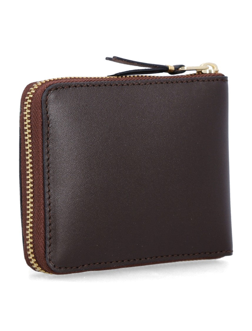 Comme Des Garçons Compact Leather Zip-Around Wallet With Gold-Tone Zipper