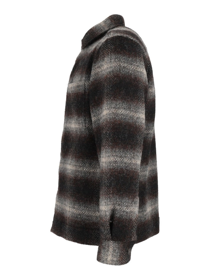 Xacus Gradient Plaid Virgin Wool Shirt-Jacket