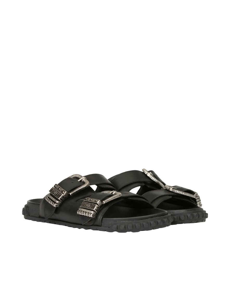 Ash Ciabatta Twister Mustang Black Slip-On Sandals
