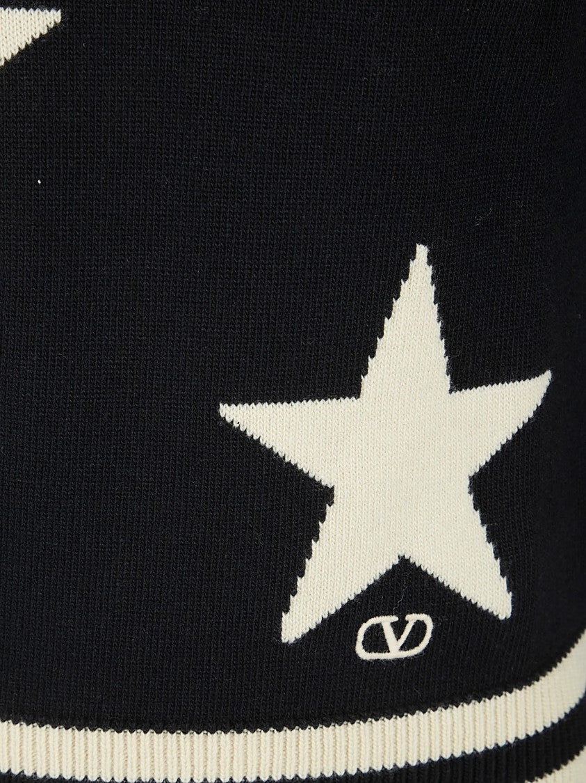 Valentino Black Star Motif Crewneck Sweater