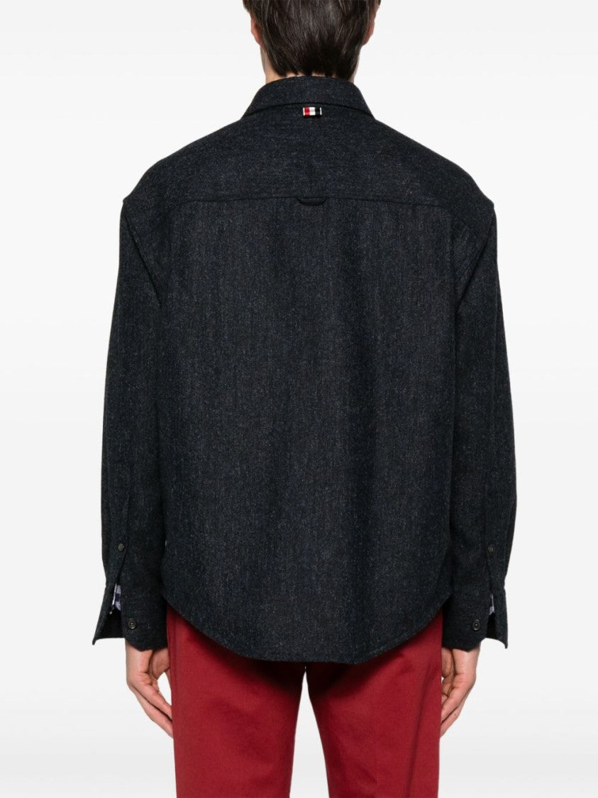 Thom Browne Midnight Blue Tweed Oversized Shirt