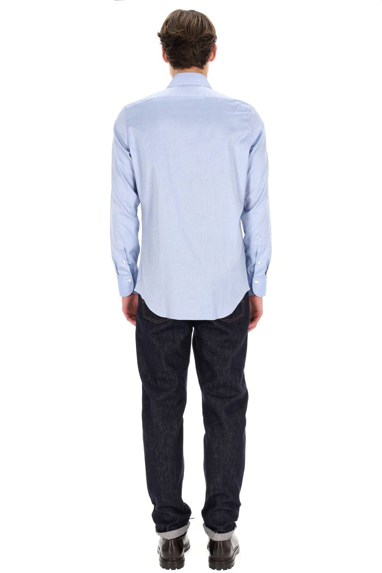 Finamore Traveller Tailored Shirt In Royal Oxford Linea Milano
