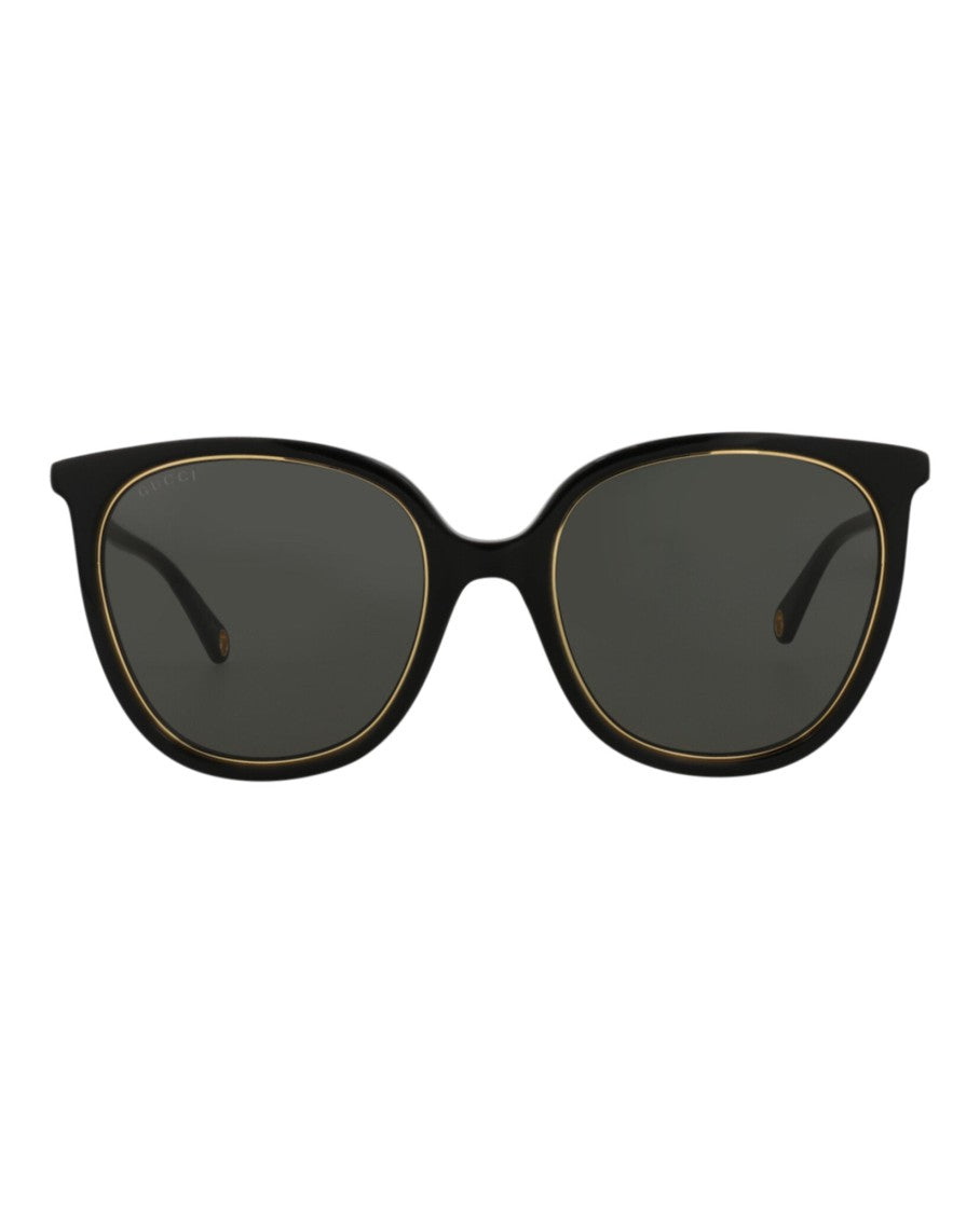Gucci Round-Frame Acetate Sunglasses With Gold Accents