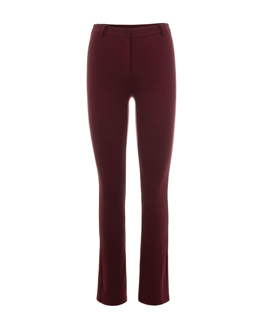 Patrizia Pepe Bordeaux Viscose-Blend Trousers