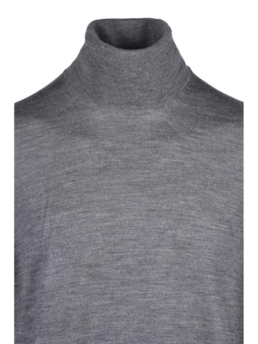 Gran Sasso Grey Virgin Wool-Silk Blend Turtleneck