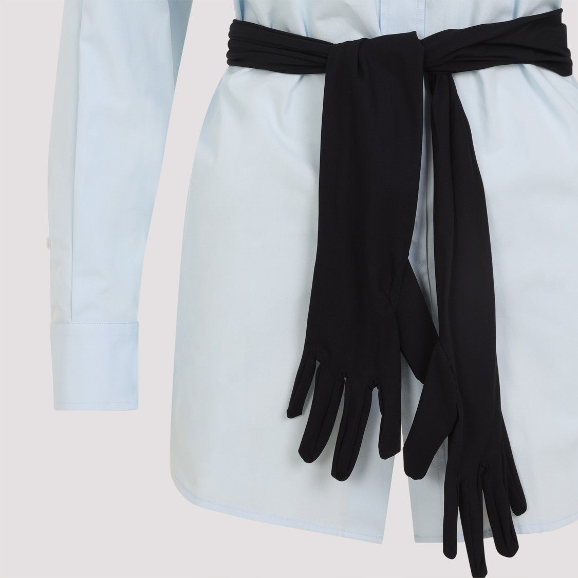 Mm6 By Maison Margiela Light Blue Cotton Shirt With Wearable Glove Belt
