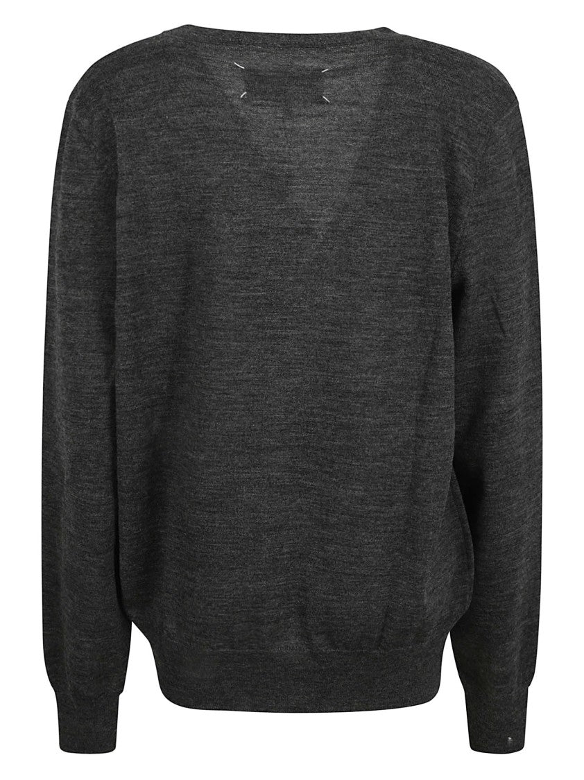 Maison Margiela Button-Down Cardigan With V-Neckline And Playful Embroidery