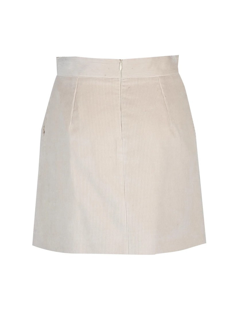 Marella Velvet Mini Skirt With Textured Ribbing And Side Pockets
