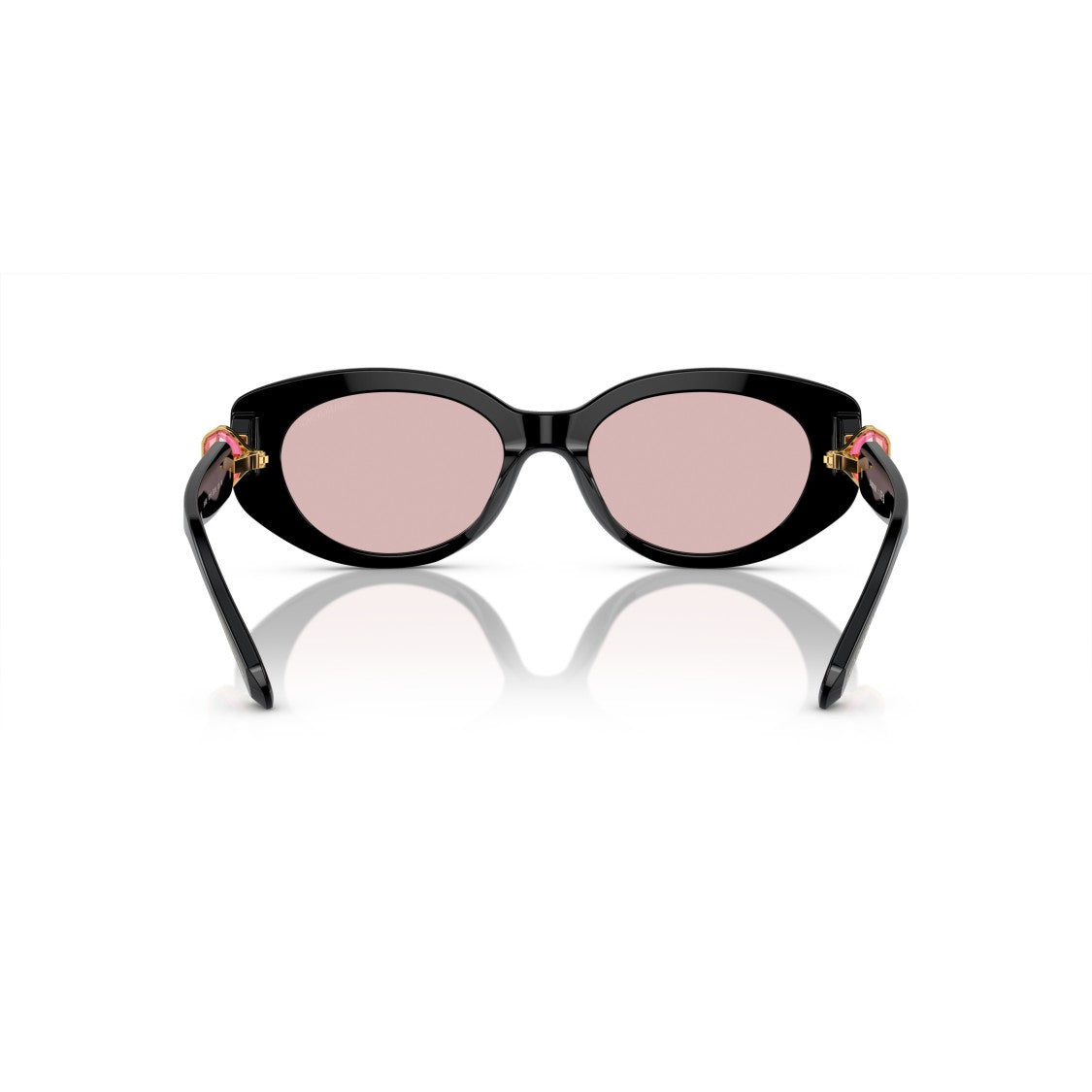 Swarovski 0Sk6002 Oversized Black Acetate Sunglasses With Pink Crystal Accents