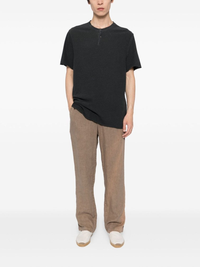 James Perse Relaxed-Fit Short-Sleeve T-Shirt With Two-Button Placket