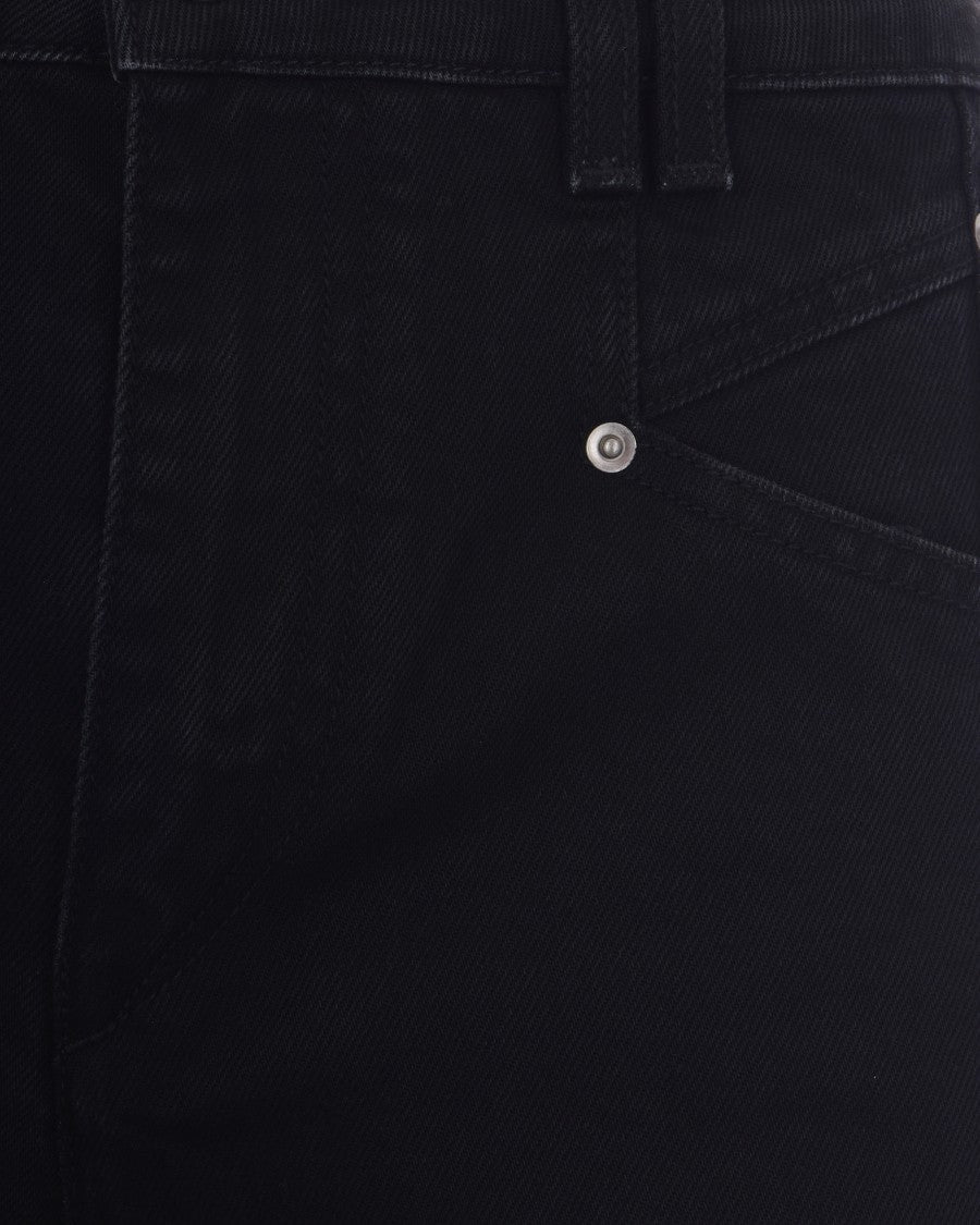 Isabel Marant Wide-Leg Faded Black Jeans With Concealed Closure