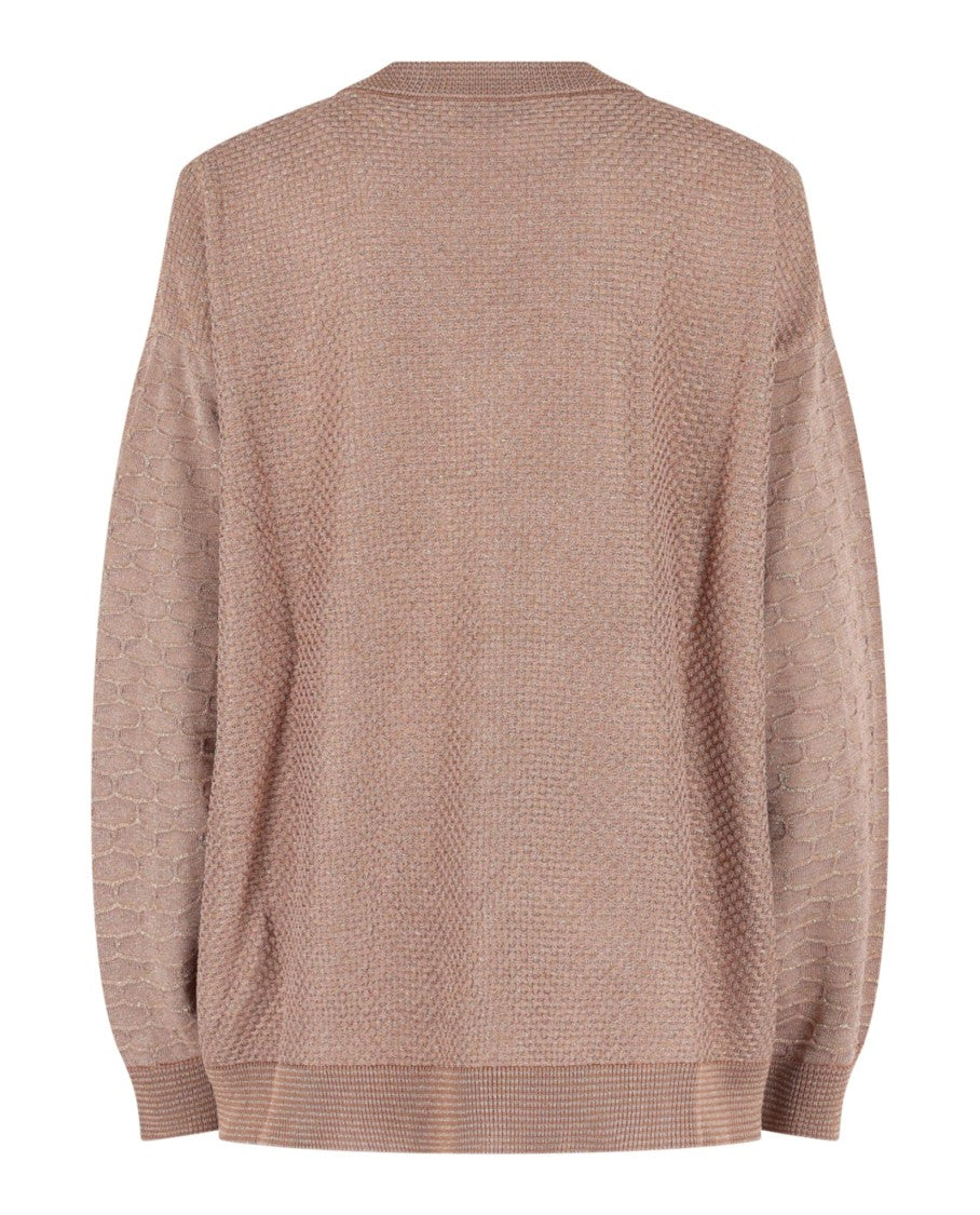 M Missoni Textured Oversized Lamé Sweater With Subtle Honeycomb Design