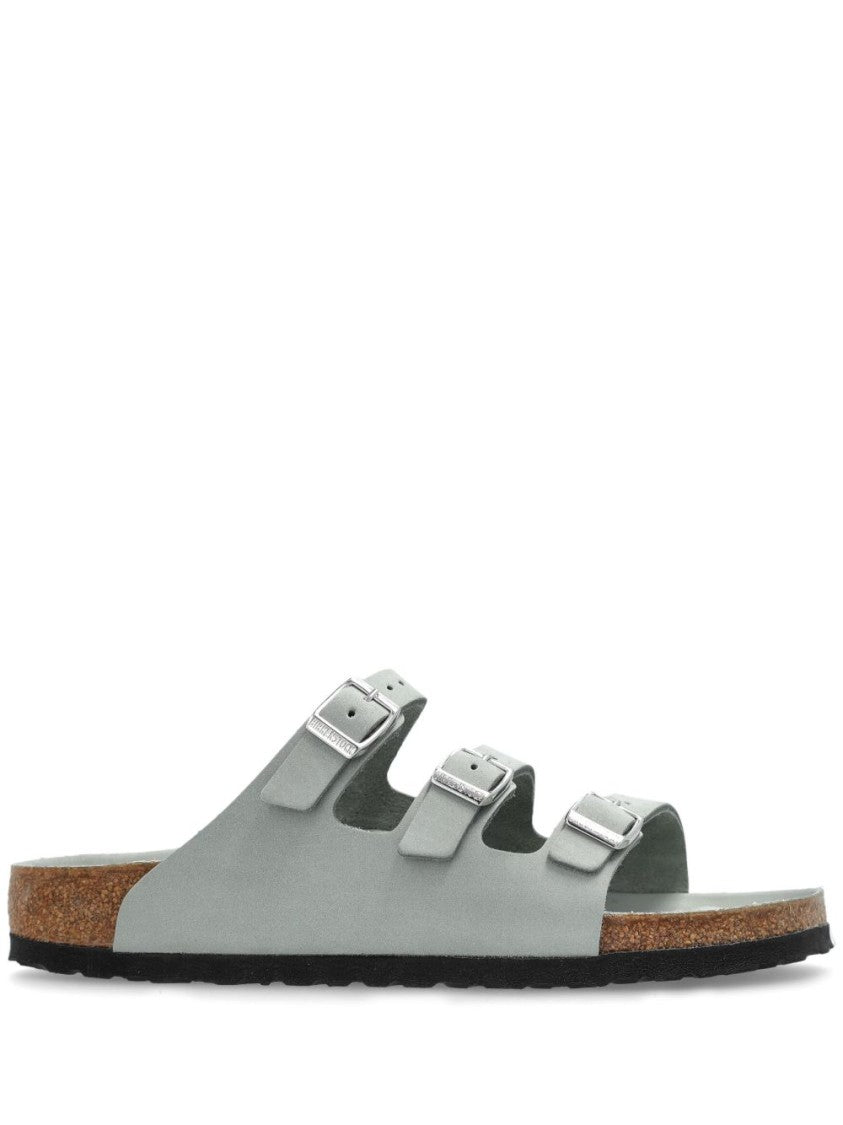 Birkenstock Green Leather Sandals With Adjustable Straps