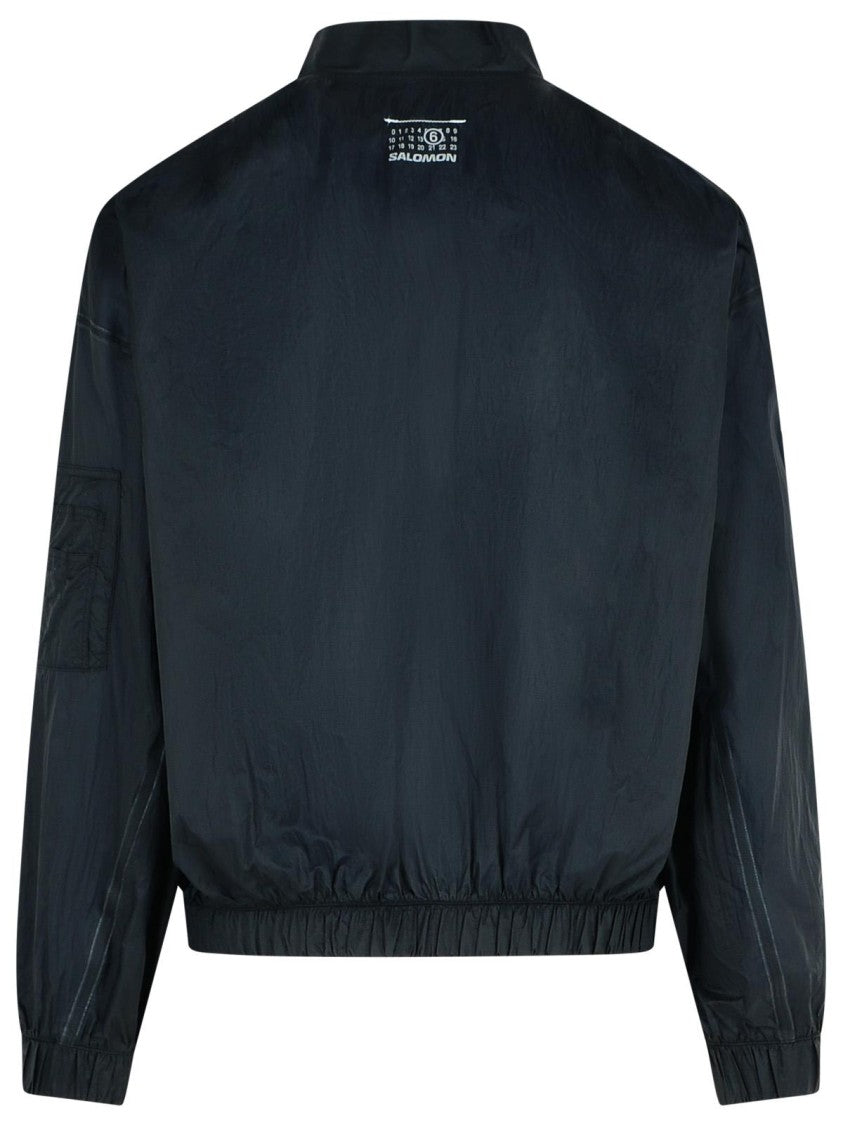 Mm6 By Maison Margiela Black Nylon Jacket With Tonal Collar