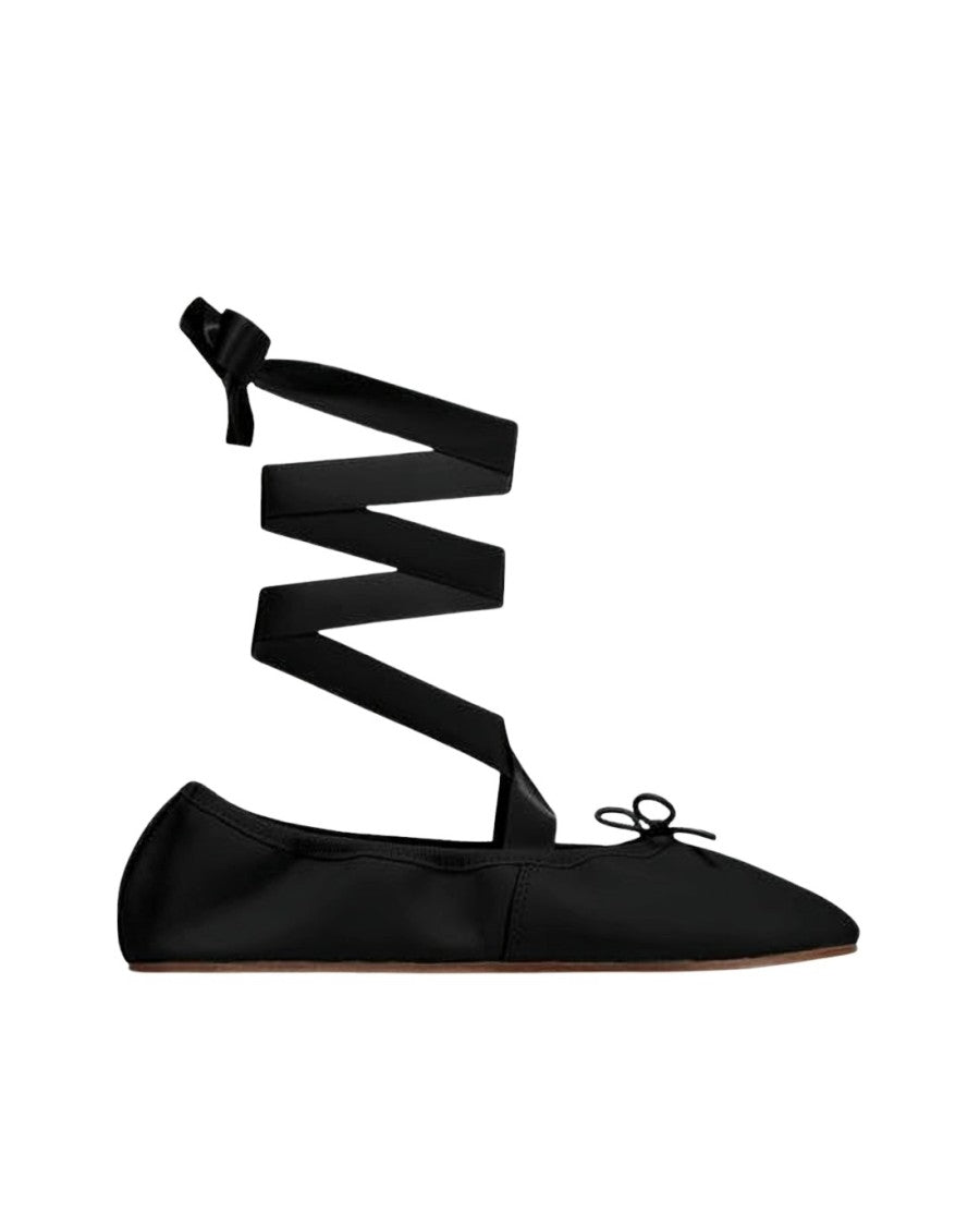 Repetto Pointed-Toe Ballet Flats With Wrap-Around Ribbons