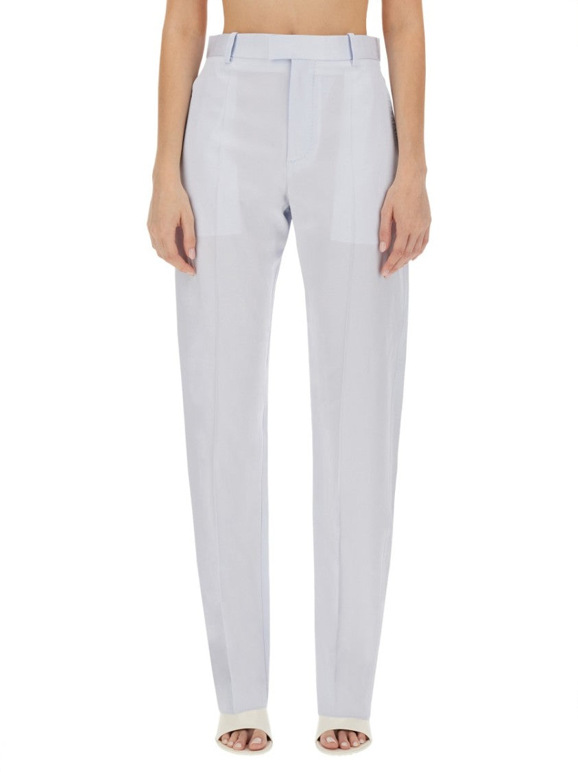 Bottega Veneta Wide Leg Straight Cut Pants With Flowing Drape