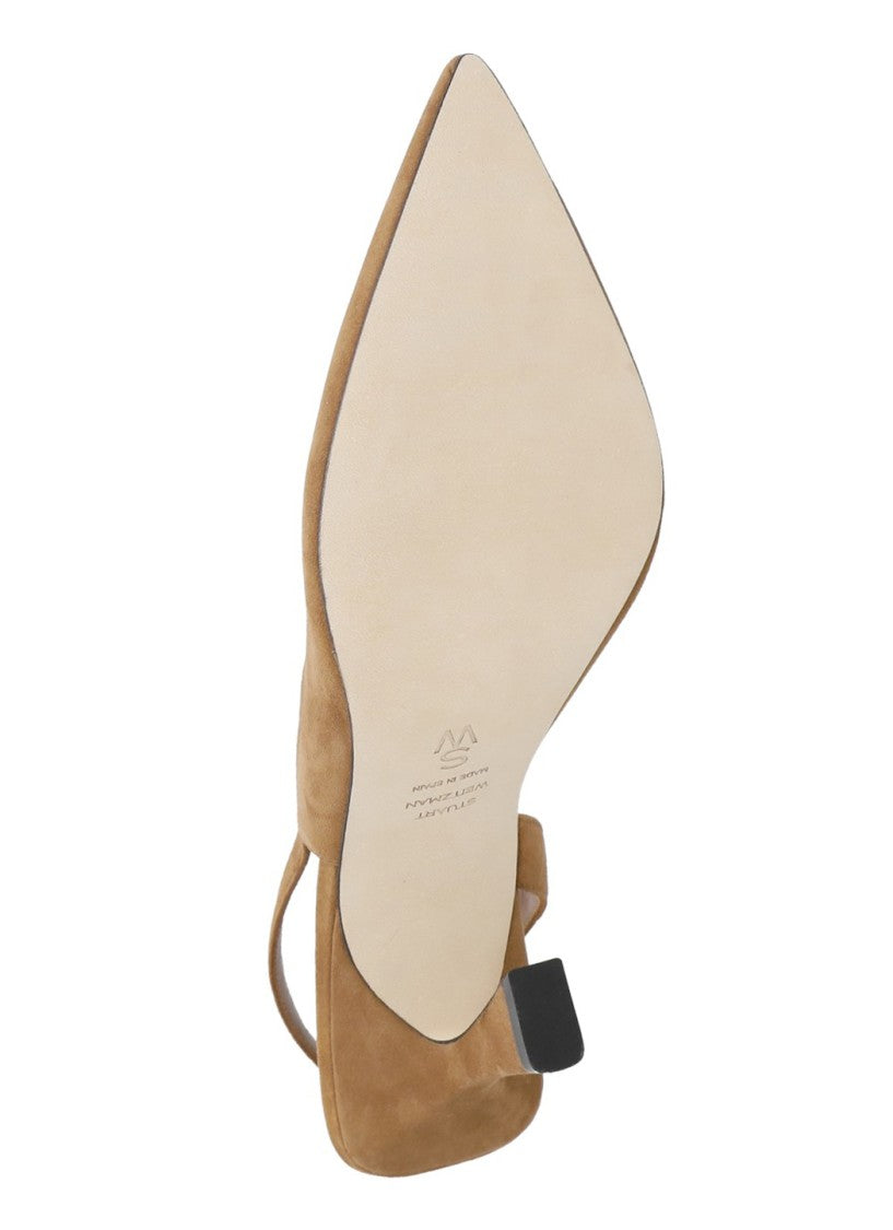 Stuart Weitzman Brown Vinnie 85 Suede Slingback Pumps