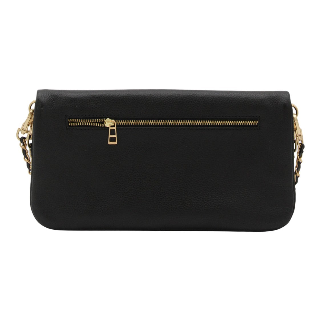 Zadig & Voltaire Textured Black Handbag With Gold Wing Emblem
