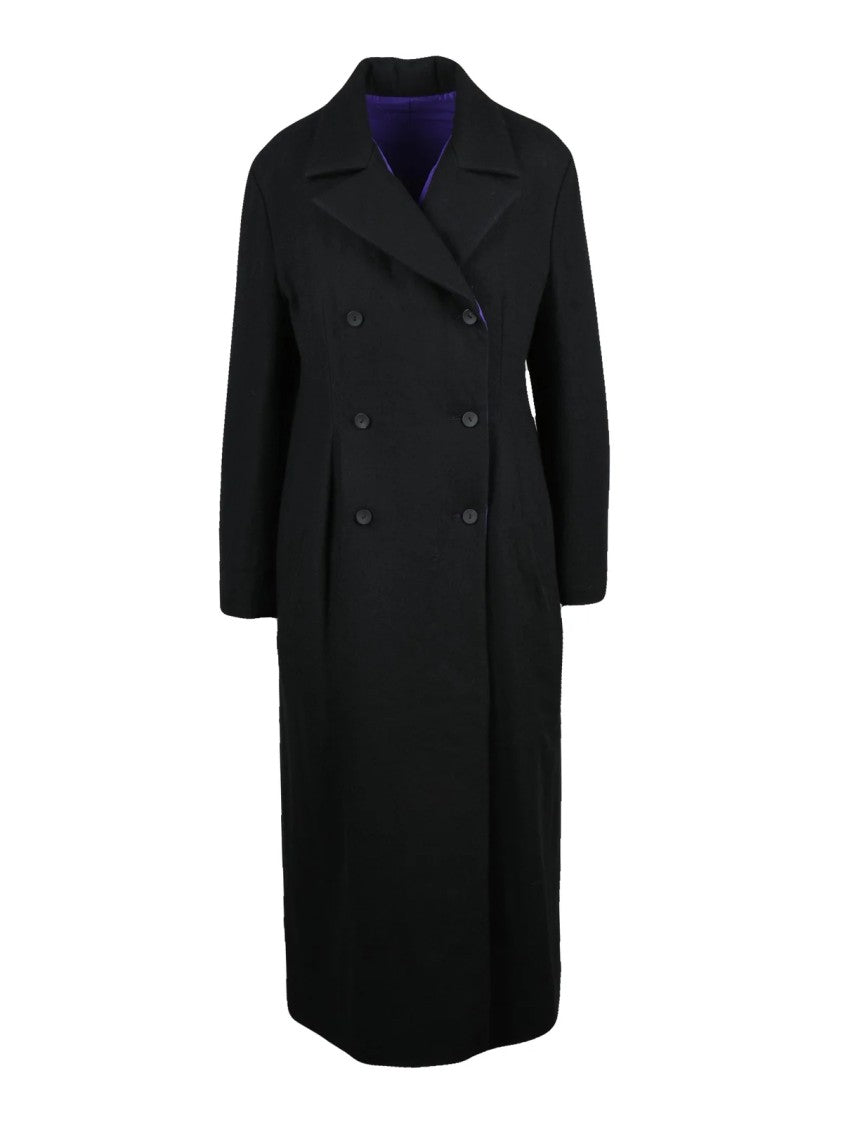 Yohji Yamamoto Double-Breasted Black Wool Coat With Tailored Silhouette