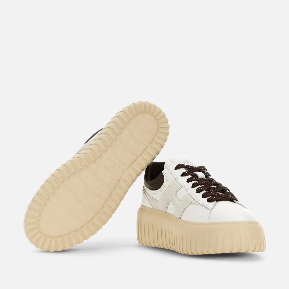 Hogan Lace-Up Platform Shoes With H-Stripe Design