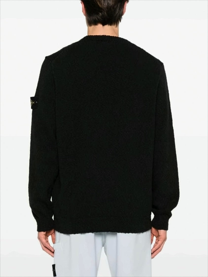 Stone Island Minimalistic Textured Black Knit Sweater By Stone Island