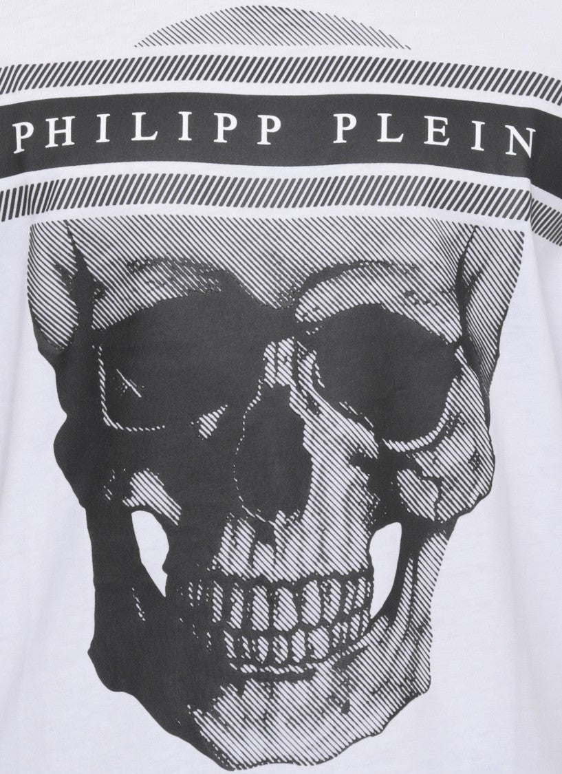 Philipp Plein White Skull Print Cotton T-Shirt