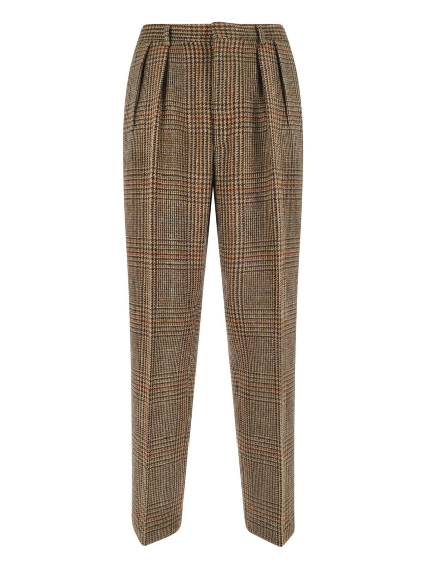 Polo Ralph Lauren Brown Prince Of Wales Wool Straight-Leg Pants
