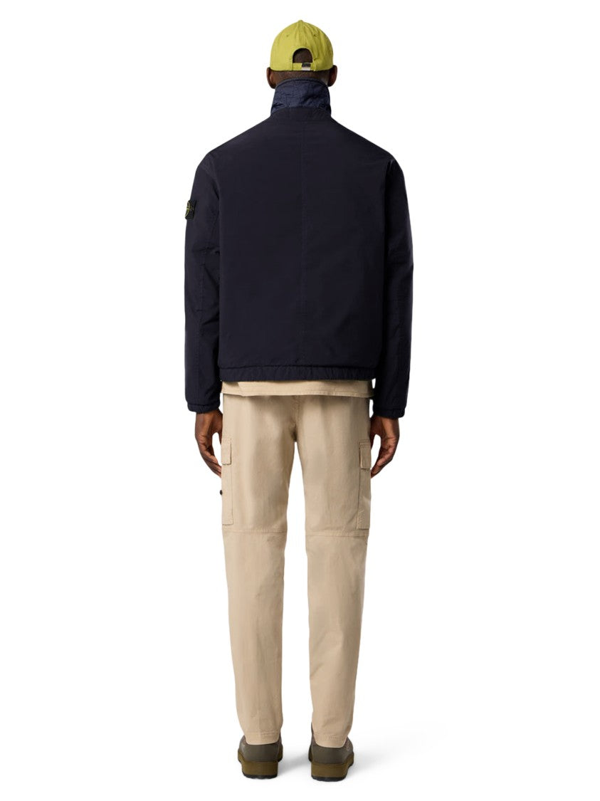 Stone Island Boxy Blue Jacket With Stand Collar