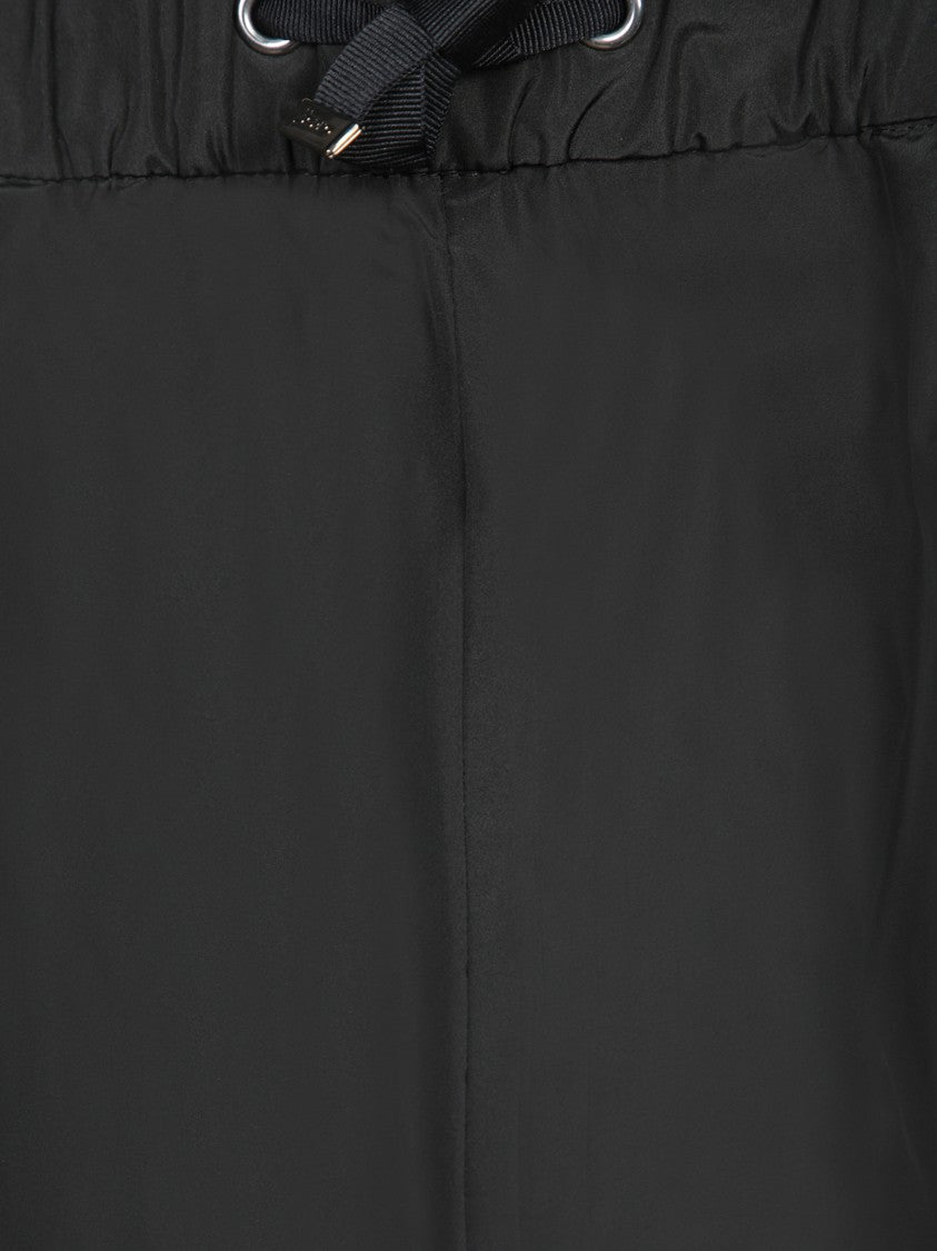 Herno Carrot Fit Black Taffeta Trousers With Adjustable Waistband