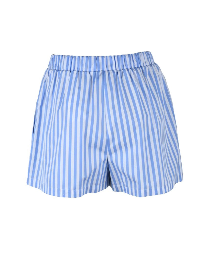 Elisabetta Franchi Sky Blue White Cotton Women Shorts