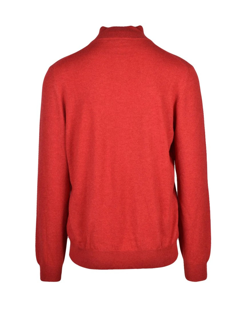 Gran Sasso Red Half-Zip Cashmere Sweater