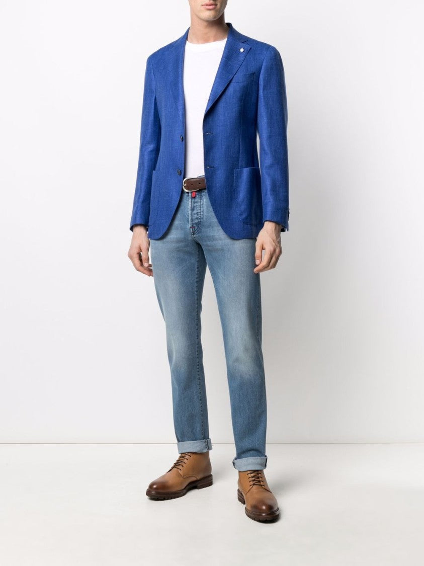 Luigi Bianchi Cobalt Blue Virgin Wool Blend Tailored Jacket