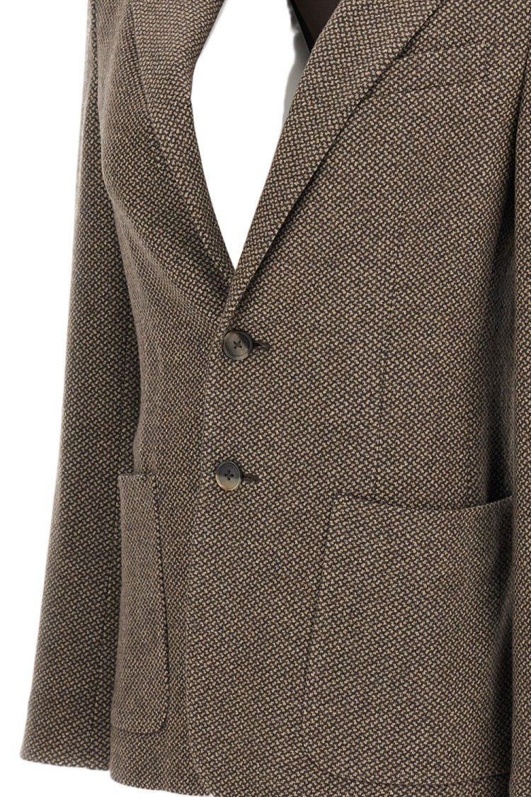 Ralph Lauren Collection Micro Houndstooth Wool-Silk Blend Single-Breasted Blazer