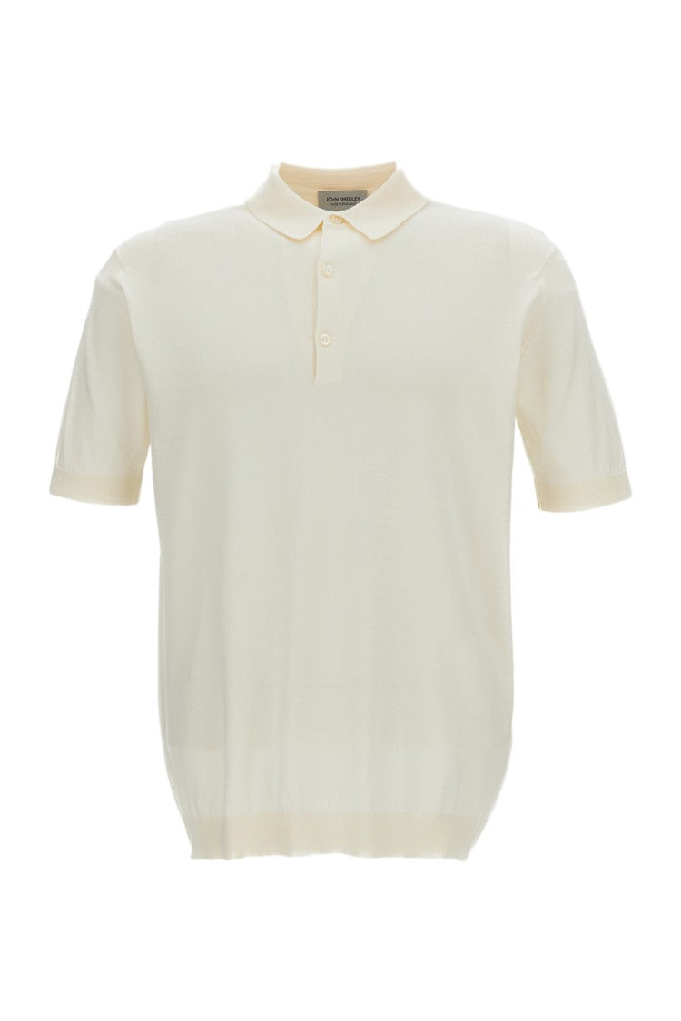 John Smedley White Cotton Short-Sleeve Polo Shirt