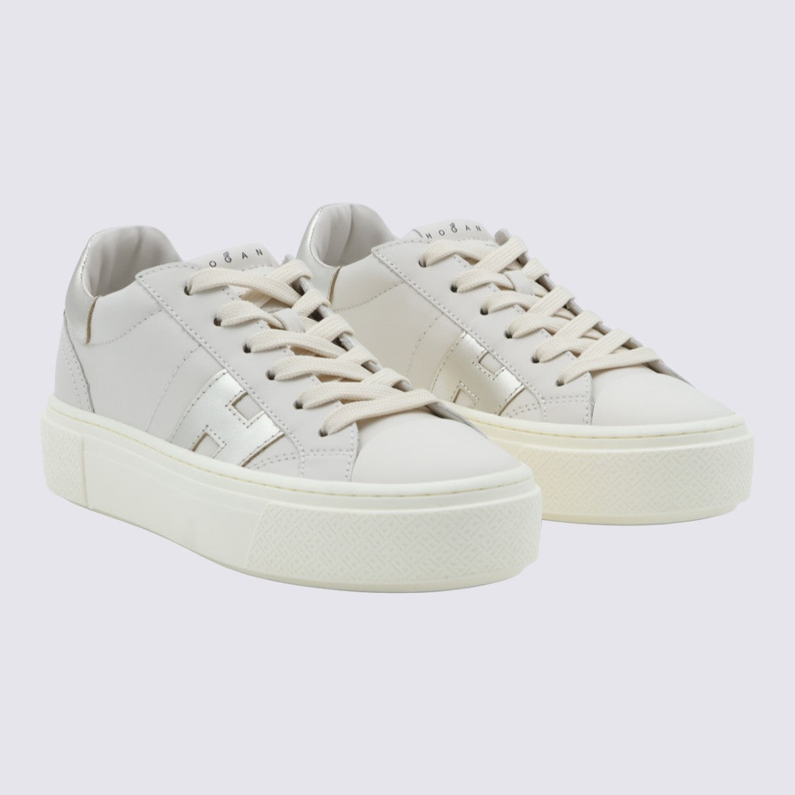 Hogan Low-Top Leather Sneakers With Metallic Accents