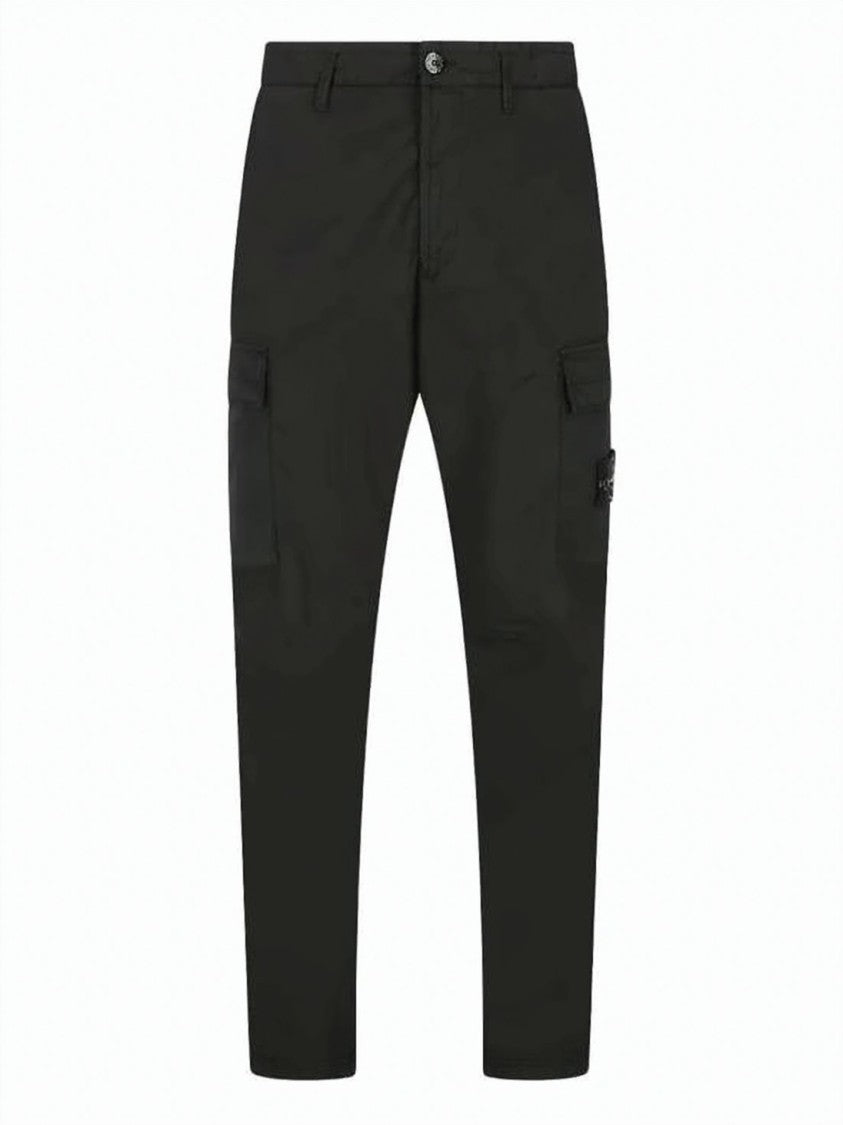 Stone Island Tailored Straight Fit Pants With Flap Cargo Pockets