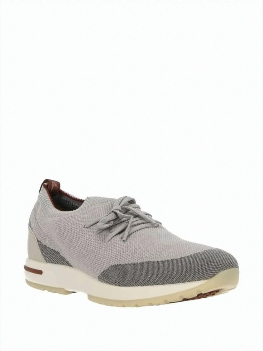 Loro Piana Knitted Low-Profile Sneakers With Leather Detail