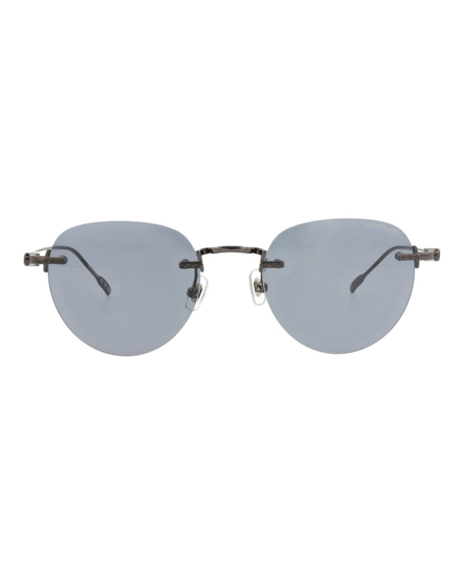 Montblanc Round-Frame Metal Sunglasses